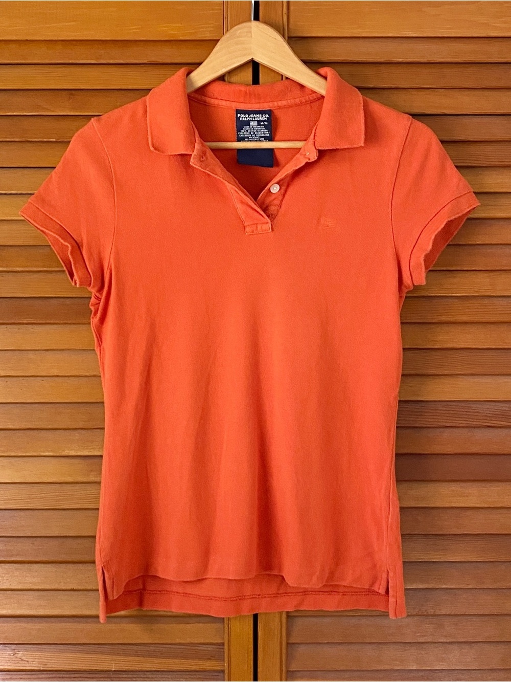 Vintage Polo Jeans Co Ralph Lauren Shirt Women's Size Medium Orange Y2K Collared
